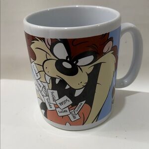 Warner Bros Studio Store Taz Blue White 24 Oz  Coffee Mug 5 In Tall 4 In Round